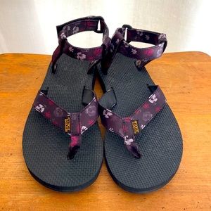 Teva Universal Sandals Black Floral Adjustable Ankle Strap